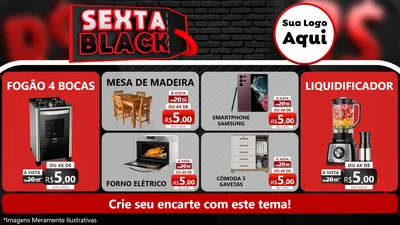 Modelo de TV para TV Horizontal com o tema Sexta Black para Móveis e Eletro