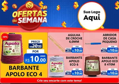 Modelo de Encarte para Encarte A4 Horizontal com o tema Ofertas Da Semana para Armarinho e Aviamentos