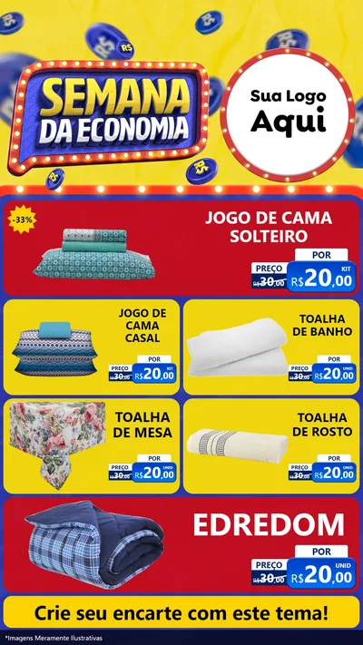 Modelo de TV para TV Vertical com o tema Semana da Economia para Cama, Mesa e Banho