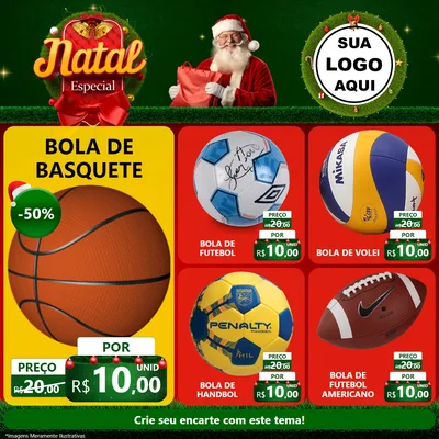 Modelo de Rede Social para Feed Facebook com o tema Natal Especial para Artigos Esportivos