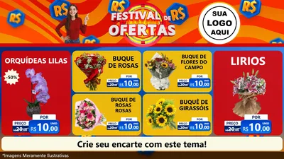 Modelo de TV para TV Horizontal com o tema Festival de Ofertas para Floricultura e jardim