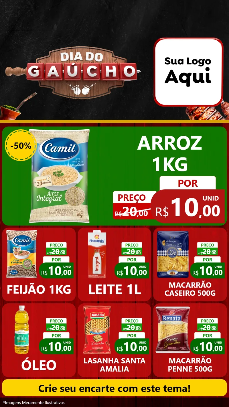 Modelo de Rede Social para Stories com o tema Dia do Gaúcho para Supermercado