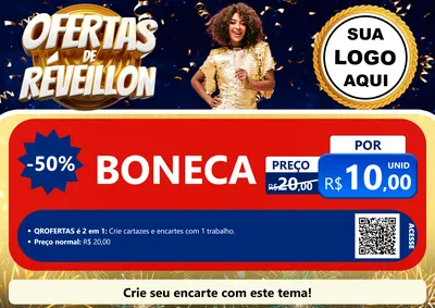 Modelo de Cartaz para Cartaz A4 Horizontal com o tema Ofertas de Réveillon para Brinquedos
