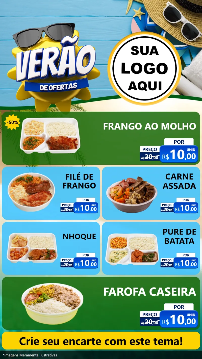 Modelo de TV para TV Vertical com o tema Verão de Ofertas para Restaurante