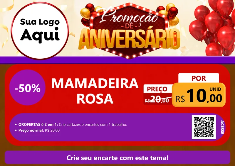 Modelo de Cartaz para Cartaz A4 Horizontal com o tema Promoção de Aniversário para Bebês