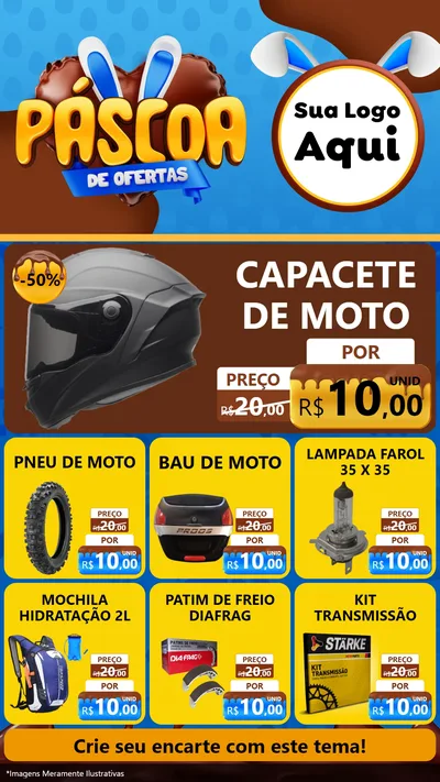 Modelo de Rede Social para Stories com o tema Páscoa de Ofertas para Moto peças