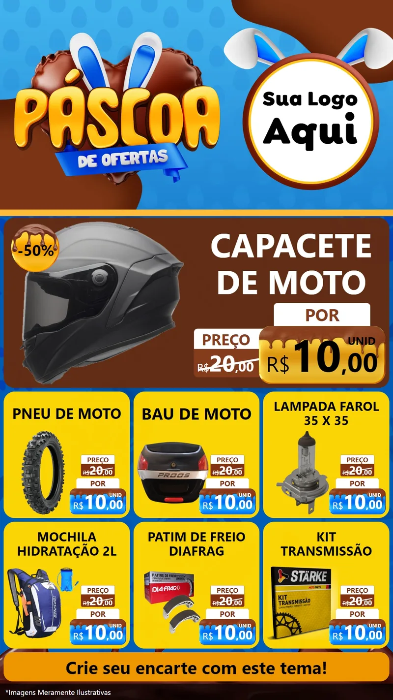 Modelo de Rede Social para Stories com o tema Páscoa de Ofertas para Moto peças