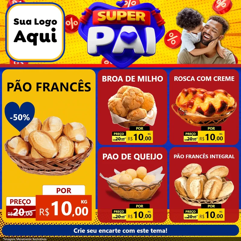 Modelo de Rede Social para Feed Facebook com o tema Super Pai para Padaria