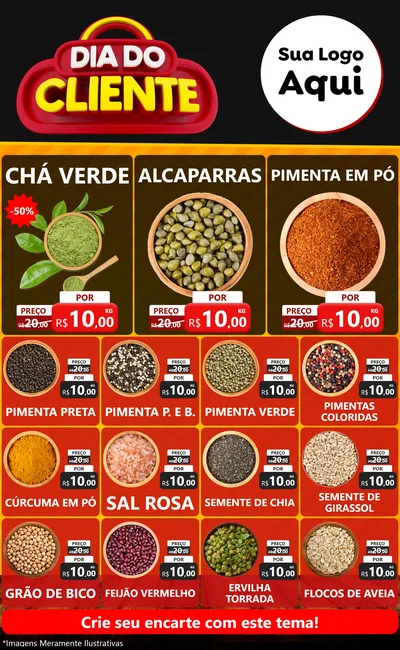 Modelo de Encarte para Encarte Grande com o tema Dia do Cliente para Produtos Naturais