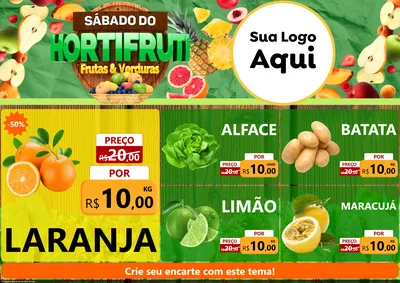 Modelo de Encarte para Encarte A4 Horizontal com o tema Sábado do Hortifrúti para Hortifrúti