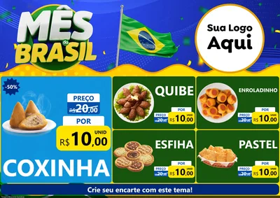 Modelo de Encarte para Encarte A4 Horizontal com o tema Mês do Brasil para Salgadaria