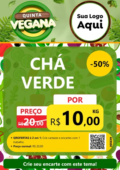 Modelo de Cartaz para Cartaz A4 Vertical com o tema Quinta Vegana para Produtos Naturais