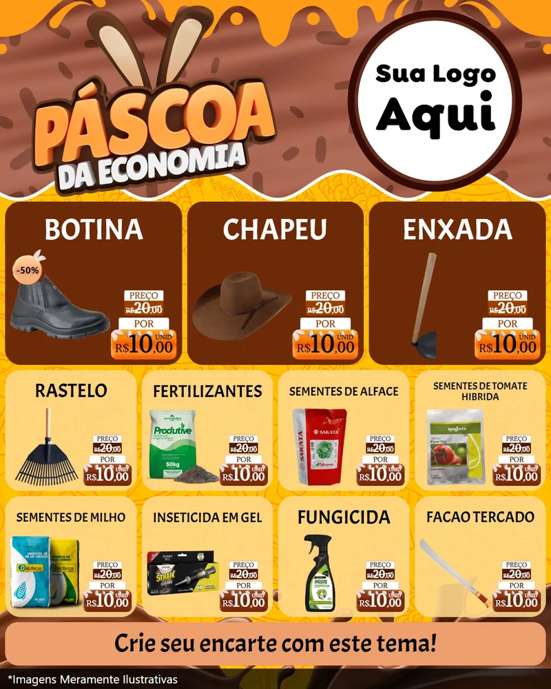 Modelo de Rede Social para Feed Instagram com o tema Páscoa da Economia para Agropecuária