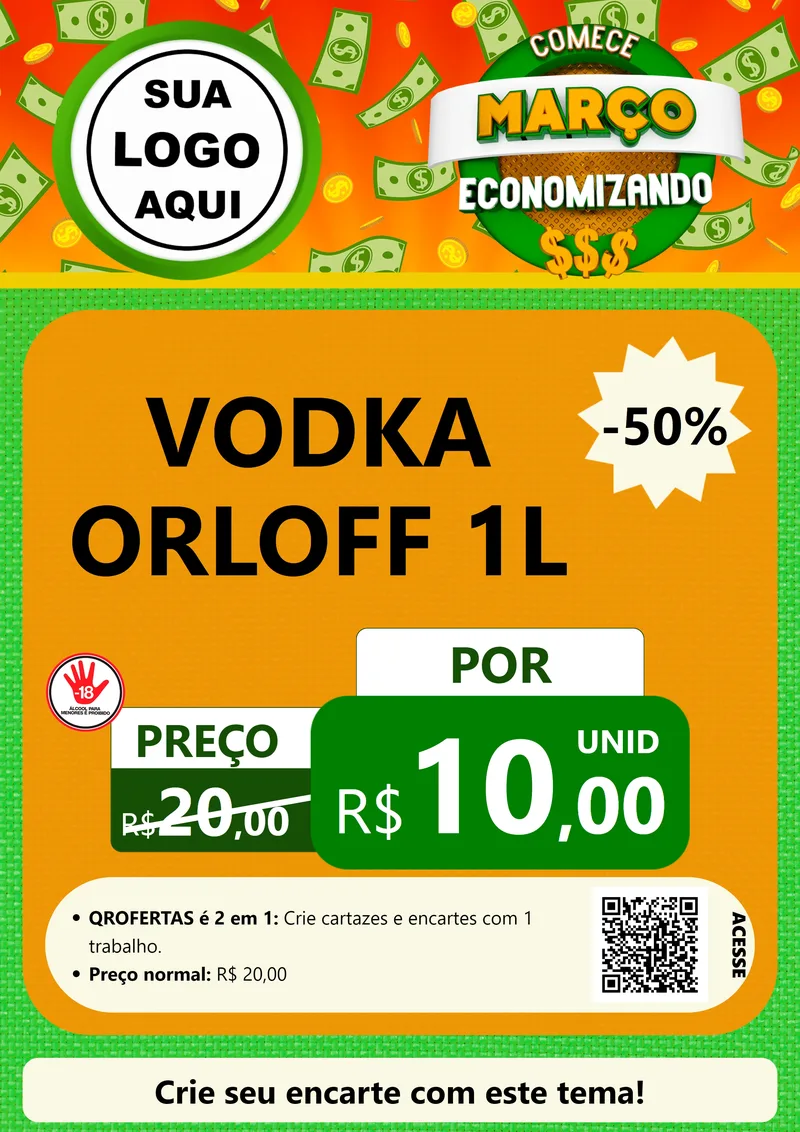 Modelo de Cartaz para Cartaz A4 Vertical com o tema Comece Março Economizando para Distribuidora de bebidas