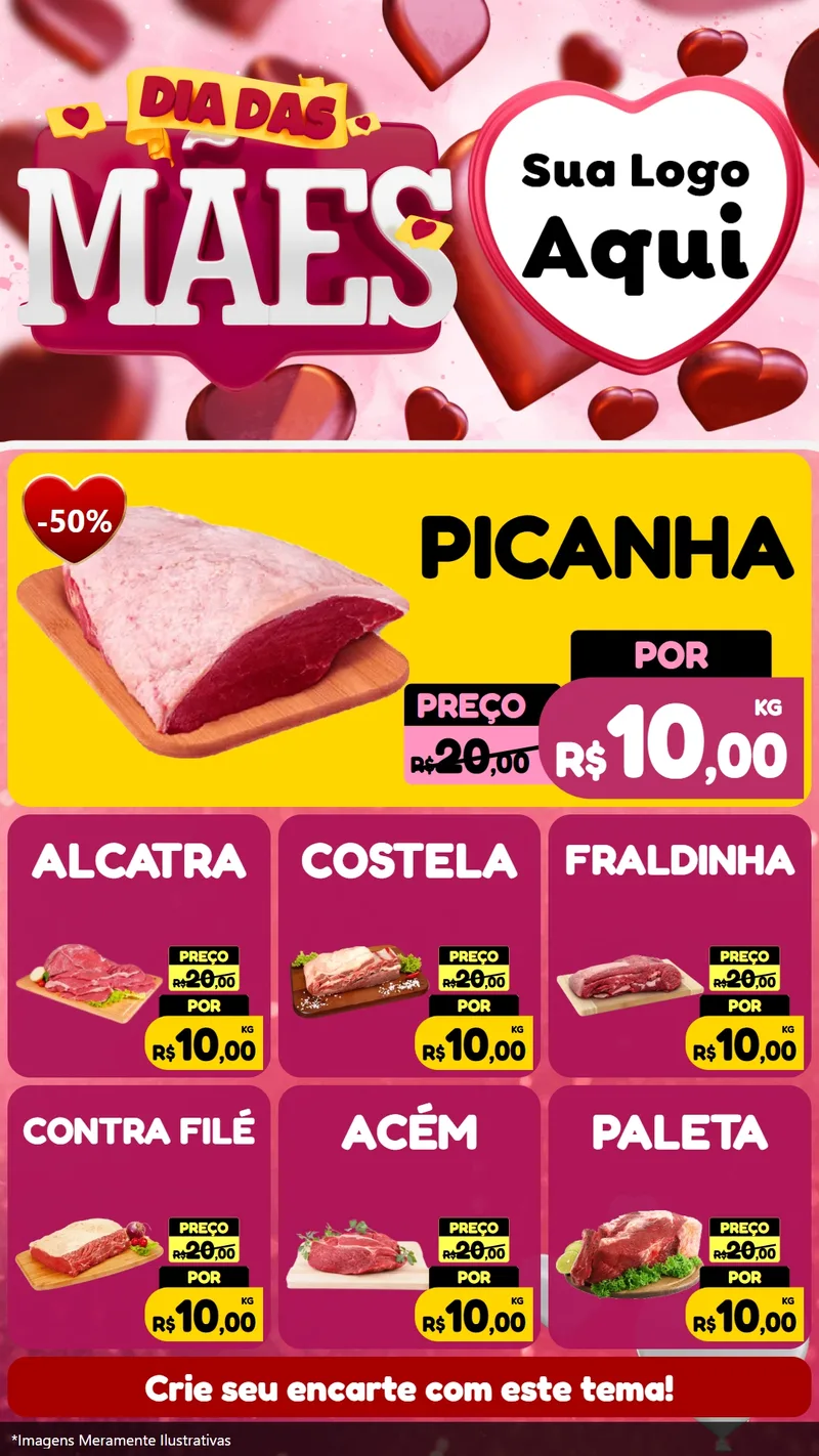 Modelo de Rede Social para Stories com o tema Dia Das Mães para Açougue
