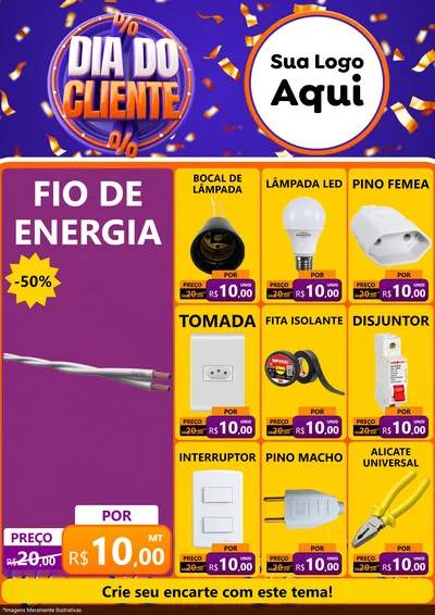 Modelo de Encarte para Encarte A4 Vertical com o tema Dia do Cliente para Materiais Elétricos