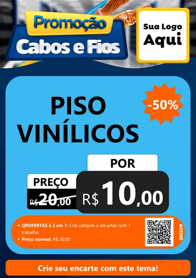Modelo de Cartaz para Cartaz A4 Vertical com o tema Promoção Cabos e Fios - Construção / Elétrica para Material para Construção
