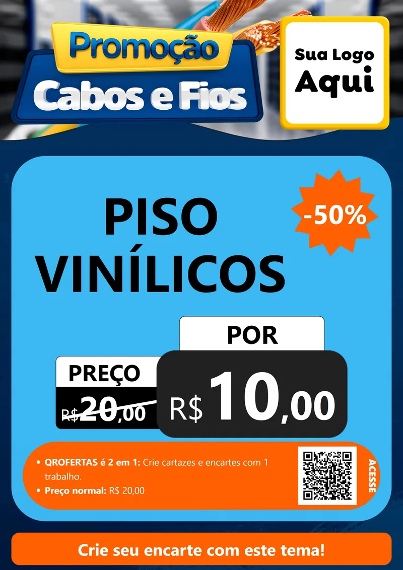 Modelo de Cartaz para Cartaz A4 Vertical com o tema Promoção Cabos e Fios - Construção / Elétrica para Material para Construção