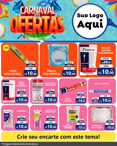 Modelo de Rede Social para Feed Instagram com o tema Carnaval de Ofertas para Embalagens