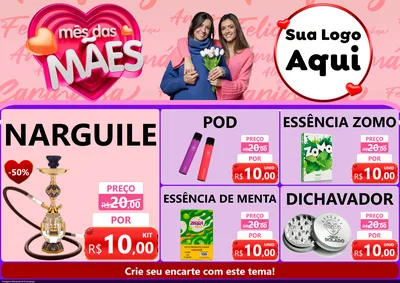 Modelo de Encarte para Encarte A4 Horizontal com o tema Mês Das Mães para Tabacaria
