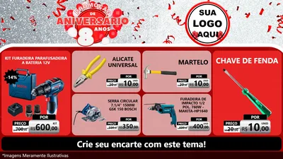 Modelo de TV para TV Horizontal com o tema Promoção de Aniversário - 8 Anos para Maquinas e Ferramentas