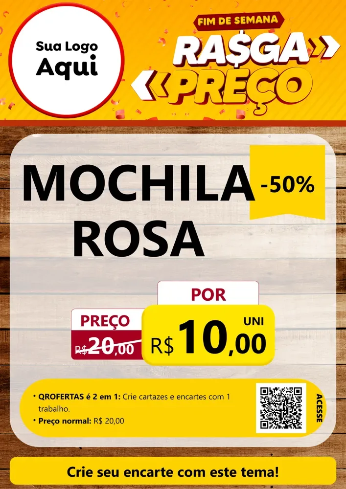 Modelo de Cartaz para Cartaz A4 Vertical com o tema Fim de Semana Rasga Preços para Papelaria