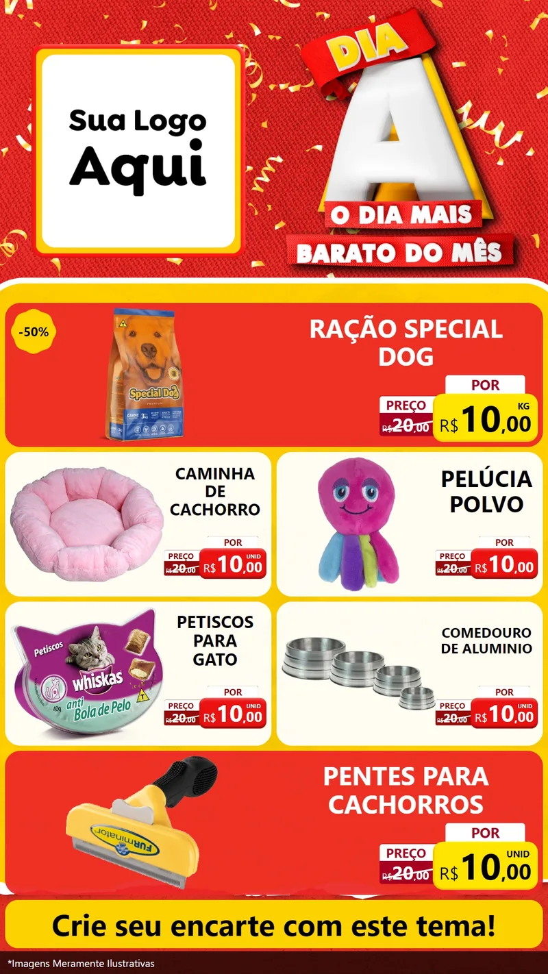 Modelo de TV para TV Vertical com o tema Dia A o Dia Mais Barato do Mês para Pet Shop
