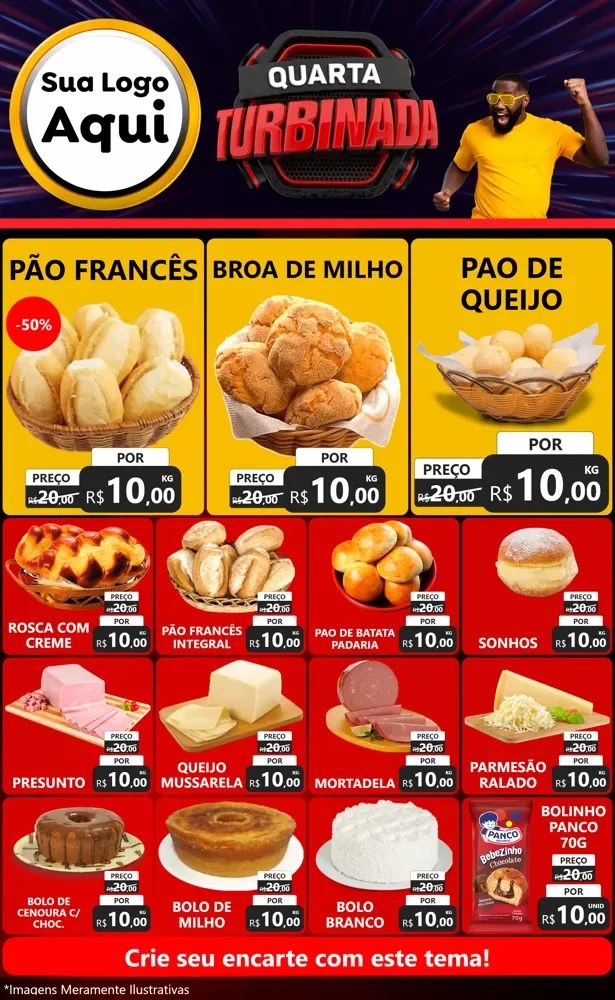Modelo de Encarte para Encarte Grande com o tema Quarta Turbinada para Padaria