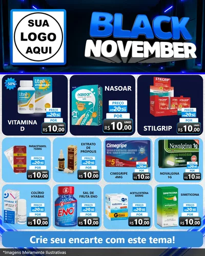 Modelo de Rede Social para Feed Instagram com o tema Black November para Farmácia