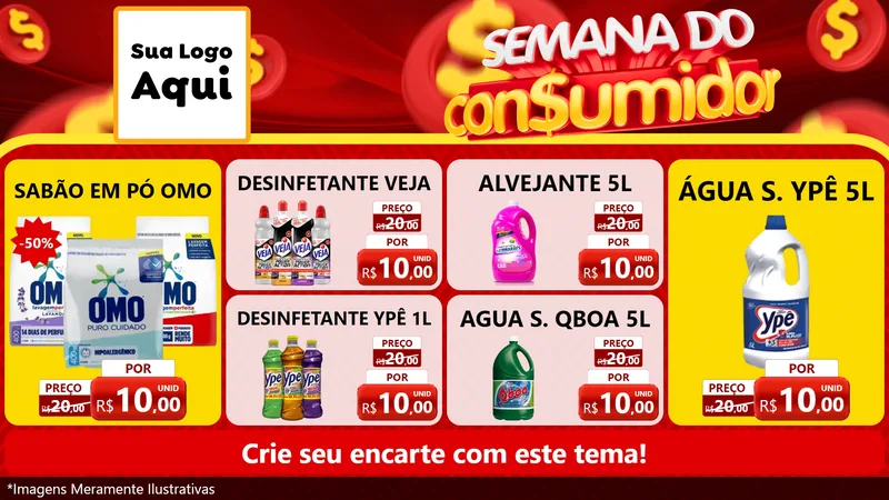 Modelo de TV para TV Horizontal com o tema Semana do Consumidor para Produtos de Limpeza