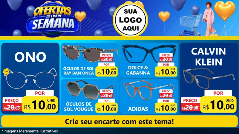 Modelo de TV para TV Horizontal com o tema Ofertas de Fim de Semana para Óticas