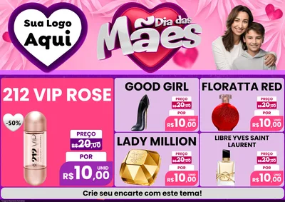 Modelo de Encarte para Encarte A4 Horizontal com o tema Dia das Mães para Perfumes