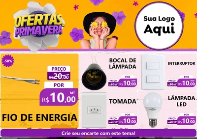 Modelo de Encarte para Encarte A4 Horizontal com o tema Ofertas Da Primavera para Materiais Elétricos