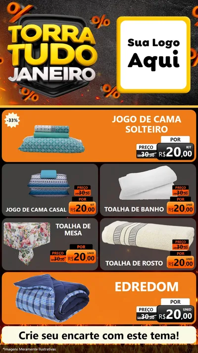Modelo de TV para TV Vertical com o tema Torra Tudo Janeiro para Cama, Mesa e Banho
