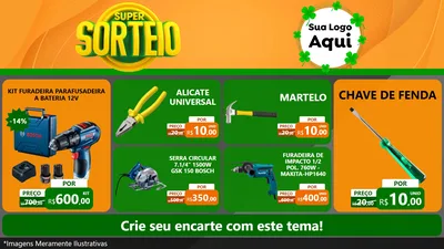 Modelo de TV para TV Horizontal com o tema Super Sorteio para Maquinas e Ferramentas
