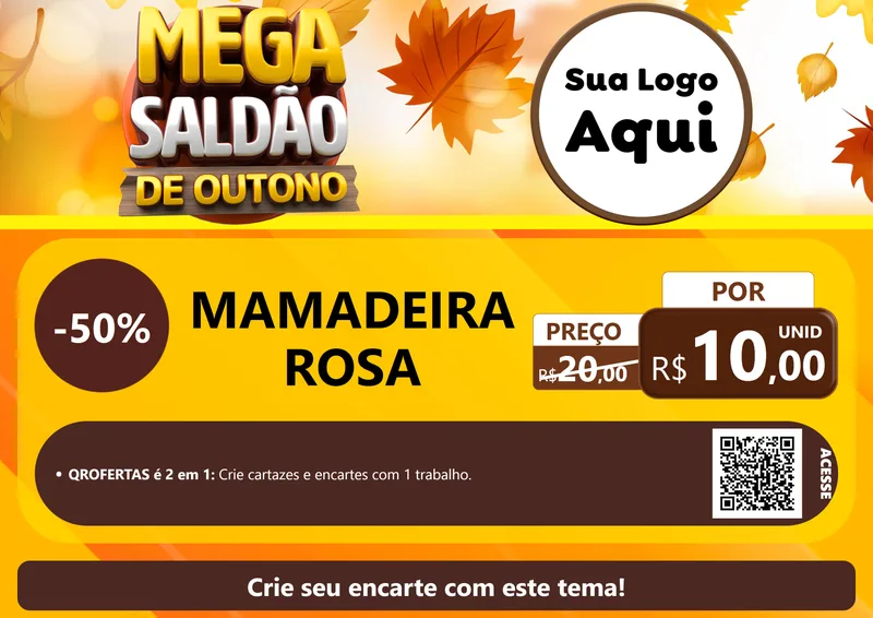 Modelo de Cartaz para Cartaz A4 Horizontal com o tema Mega Saldão de Outono para Bebês