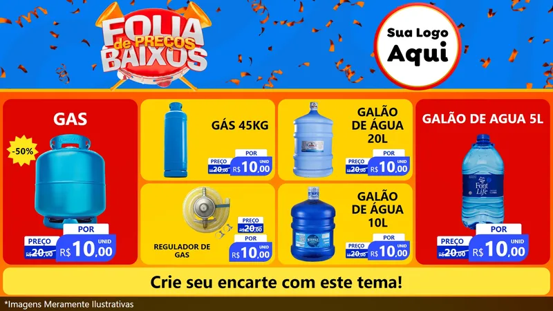 Modelo de TV para TV Horizontal com o tema Folia de Preços Baixos para Água e gás