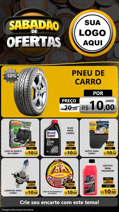 Modelo de Rede Social para Stories com o tema Sabadão de Ofertas para Auto peças