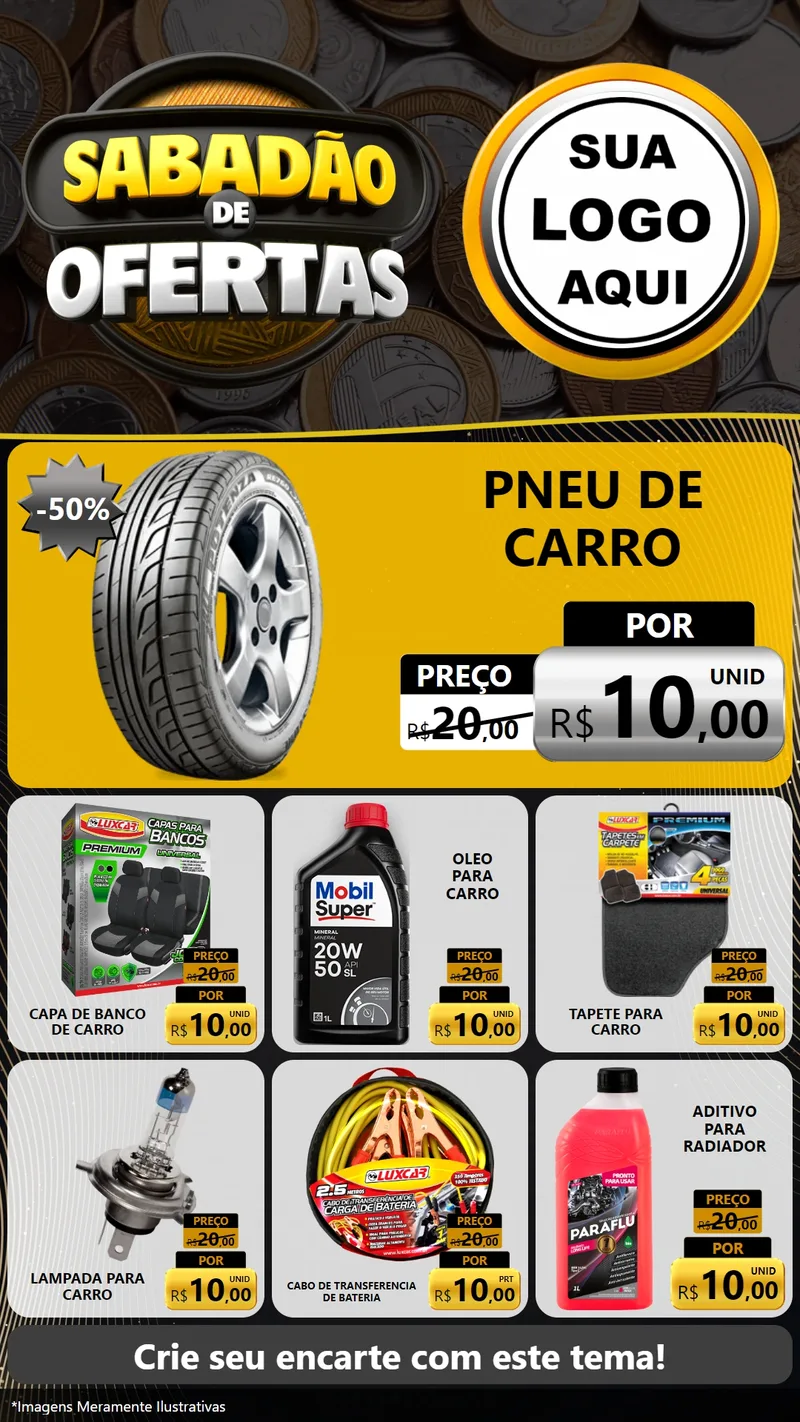 Modelo de Rede Social para Stories com o tema Sabadão de Ofertas para Auto peças