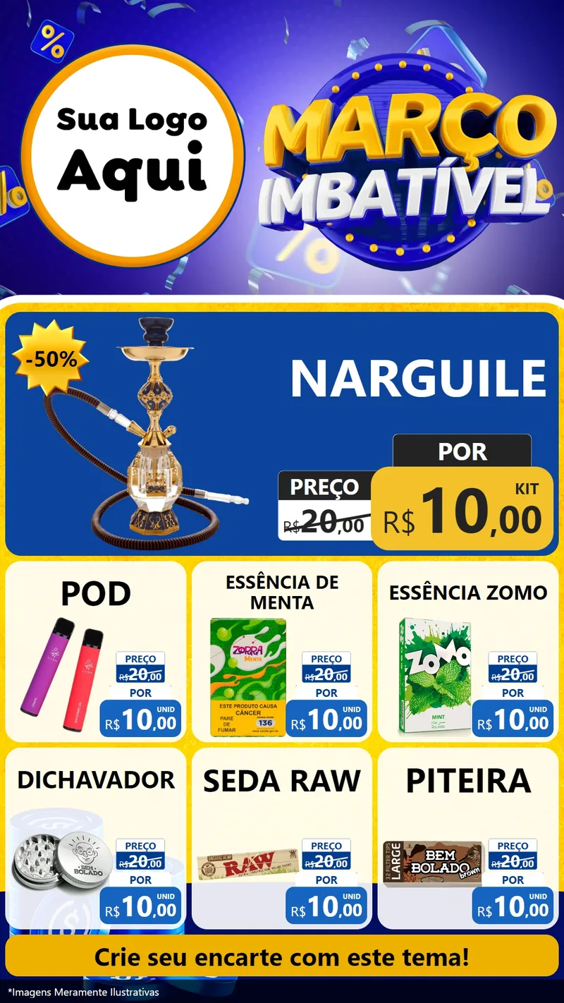 Modelo de Rede Social para Stories com o tema Março Imbatível para Tabacaria