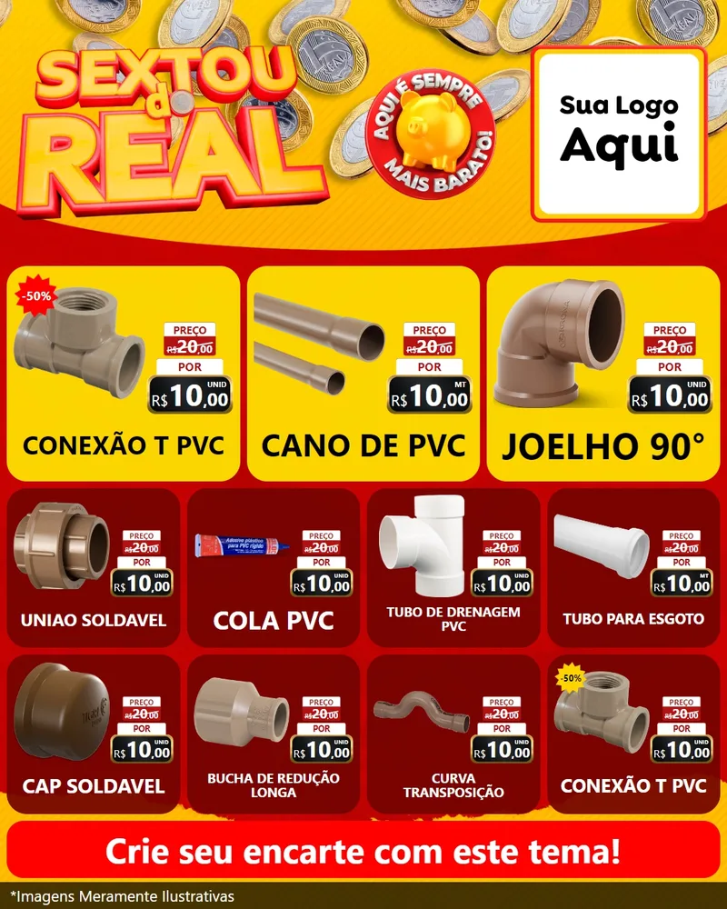 Modelo de Rede Social para Feed Instagram com o tema Sextou do Real para Tubos e conexões