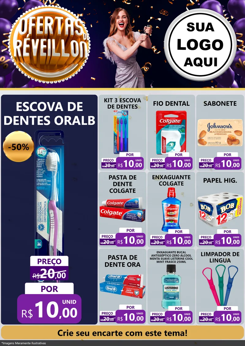 Modelo de Encarte para Encarte A4 Vertical com o tema Ofertas de Réveillon para Higiene Pessoal
