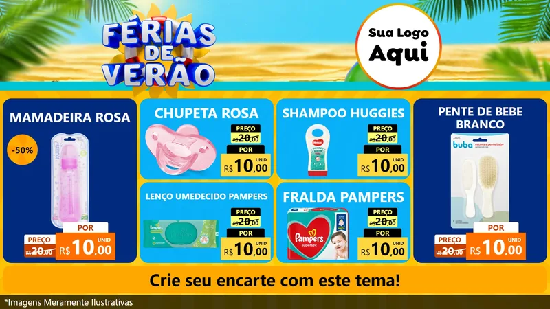 Modelo de TV para TV Horizontal com o tema Férias de Verão para Bebês