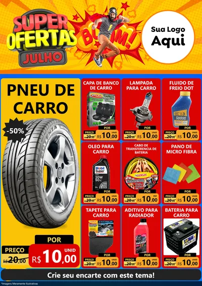 Modelo de Encarte para Encarte A4 Vertical com o tema Super Ofertas Julho para Auto peças