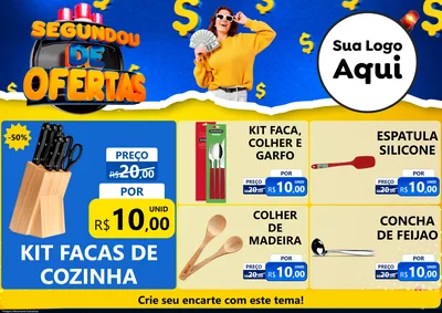 Modelo de Encarte para Encarte A4 Horizontal com o tema Segundou de Ofertas para Utilidades Domésticas