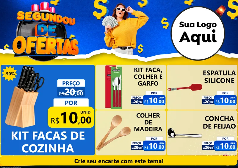 Modelo de Encarte para Encarte A4 Horizontal com o tema Segundou de Ofertas para Utilidades Domésticas