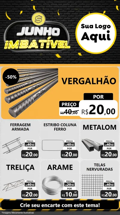 Modelo de Rede Social para Stories com o tema Junho Imbatível para Ferragens
