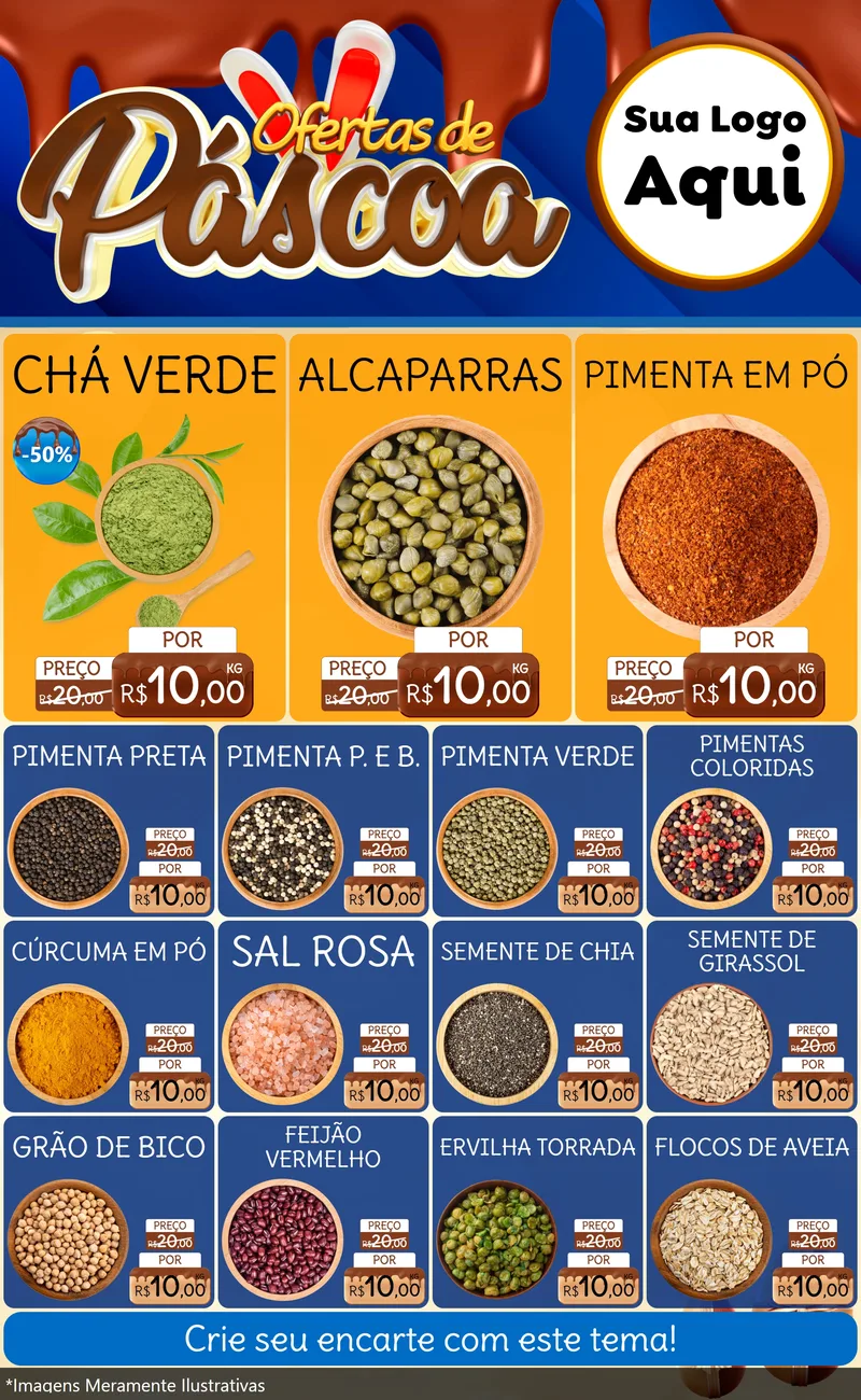 Modelo de Encarte para Encarte Grande com o tema Ofertas de Páscoa para Produtos Naturais
