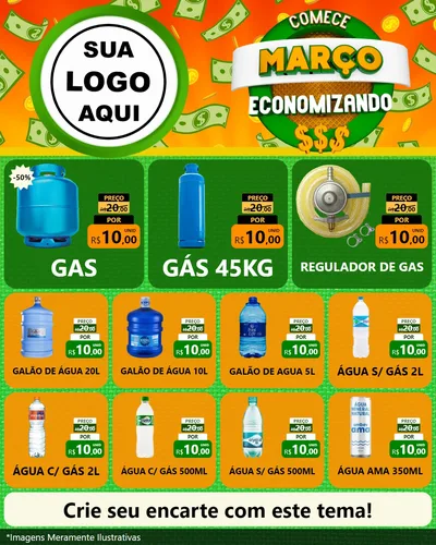 Modelo de Rede Social para Feed Instagram com o tema Comece Março Economizando para Água e gás