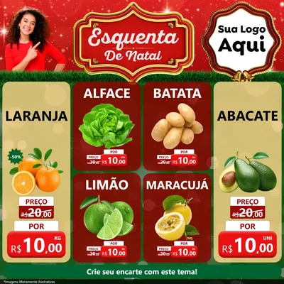 Modelo de Rede Social para Feed Facebook com o tema Esquenta de Natal para Hortifrúti